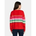 thumbnail image 3 of 99 Jane Street Women's and Women's Plus Fair Isle Pullover Sweater, Midweight, Sizes XS-4X, 3 of 5