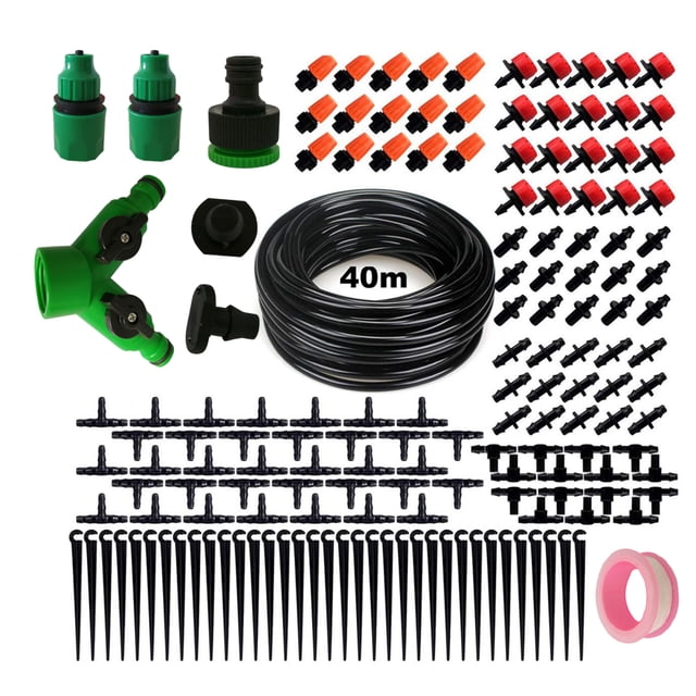 Sistema de riego por goteo de jardín de 40 M, kit de microirrigación automático ajustable para invernadero de jardín, color aleatorio seitruly HA3608-00B