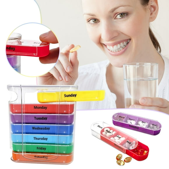 1pc Weekly Organizer 4 A Day 1 Dispenser Stackable Storage Containers for Storage Large Airtight Storage Containers Glass Soup Containers with Lids Snack Containers with Lids Rice Containers Clear