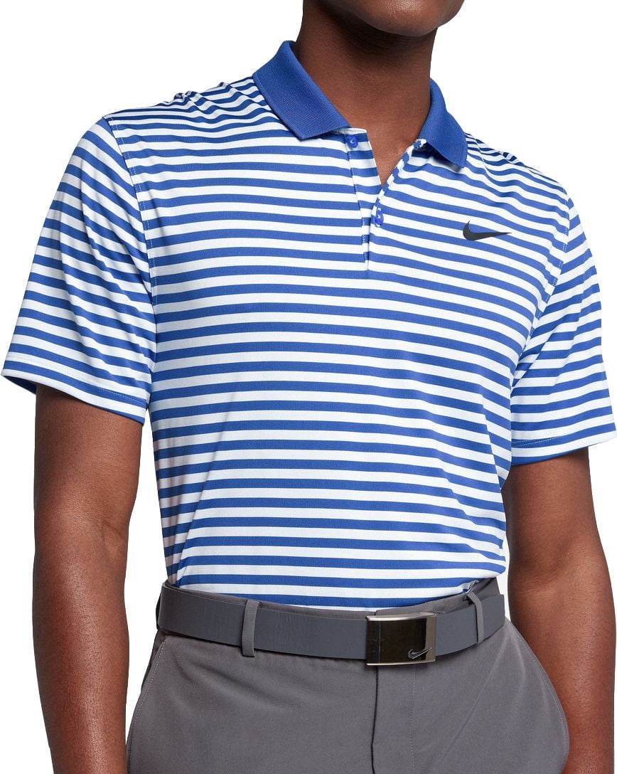 nike men's striped dry victory golf polo