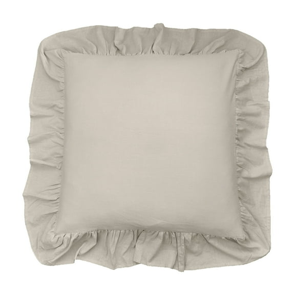 Natural Ruffled Cotton Linen Blend Euro Single Bedding Sham 26" x 26"