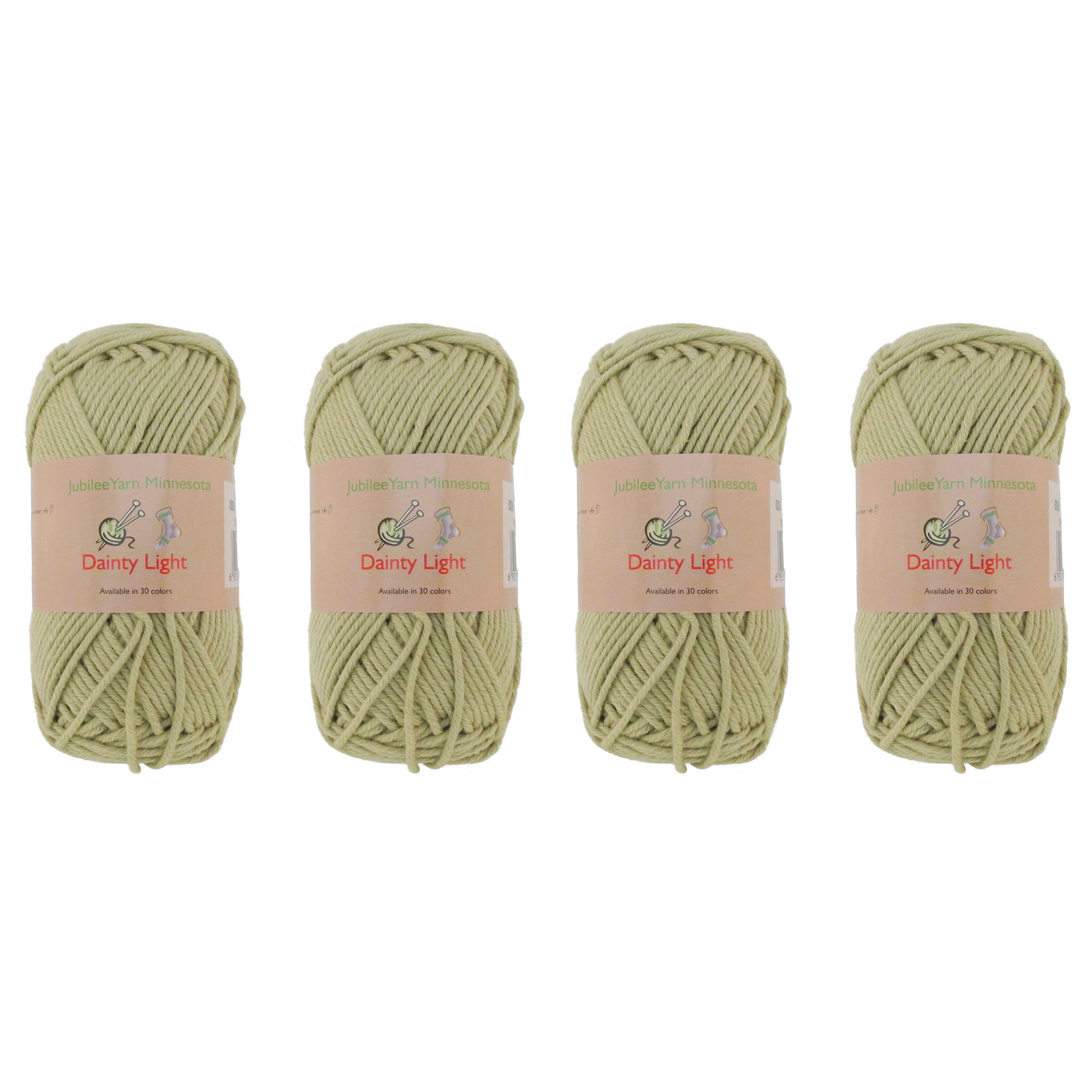 JubileeYarn Dainty Light Yarn - 100g/Skein Worsted Weight Cotton - 006 Celedon Green - 4 Skeins
