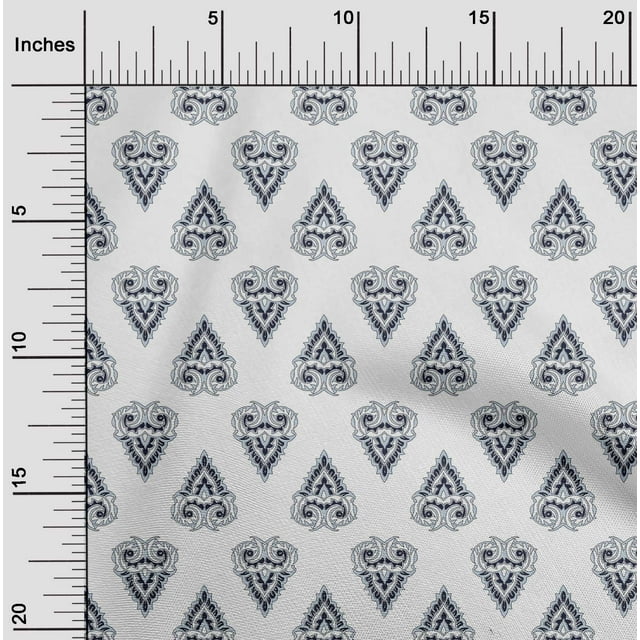 oneOone Cotton Silk Fabric Leaves & Floral Block Printed Craft Fabric BTY 42 Inch Wide