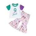 thumbnail image 1 of Faithtur Vêtements pour Filles Tout-Petits, Manches Courtes Col Rond Mermaid Queue-de-Pie Pantalons Évasés Tenues Décontractées, 1 of 9