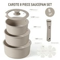thumbnail image 3 of Carote Nonstick Cookware Set 8-Piece,Saucepan Set,Stay-Cool Handles,Induction Compatible,Cookware for RV and Camping,Taupe, 3 of 6
