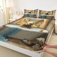 thumbnail image 4 of Erosebridal Kawaii Animal Brown Bear Queen Sheet Sets 4 Pieces For Boys Girls,Autumn Jungle Cottage Bed Set For Kids Teens, 4 of 5