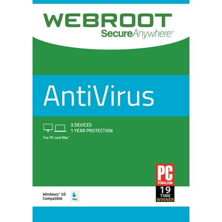 Webroot Internet Security Antivirus | 3 Device | 1 Year | PC/Mac (Best Virus Scanner 2019)