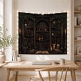 thumbnail image 5 of Detailed Magical Library With Ornate Wooden Shelving Unit, Spooky Gothic for Gothic Decor Fans, Dark Art Decor, Halloween Gift, Tapestry Wall Hanging for Bedroom and Dorm, 5 of 7