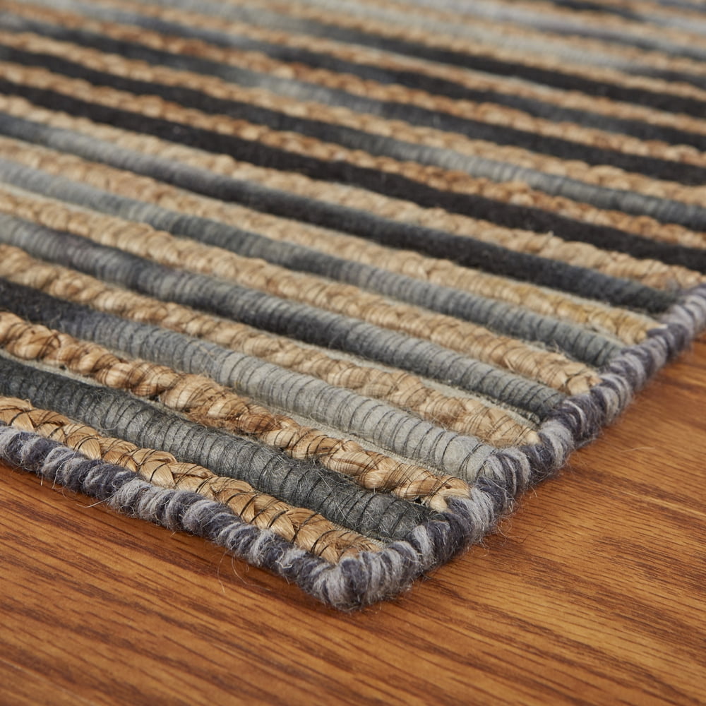 Ox Bay Topanga Braided Jute Charcoal 9 Feet x 12 Feet Striped Area Rug