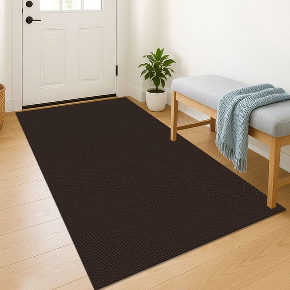 iOhouze Washable Rugs 3x5 ft Area Rug Cotton Entryway Rugs Rubber Backed Throw Rugs Indoor Door Mat Kitchen Rugs Braided Floor Carpet for Entrance Bathroom Kitchen Dark Coffee/Brown