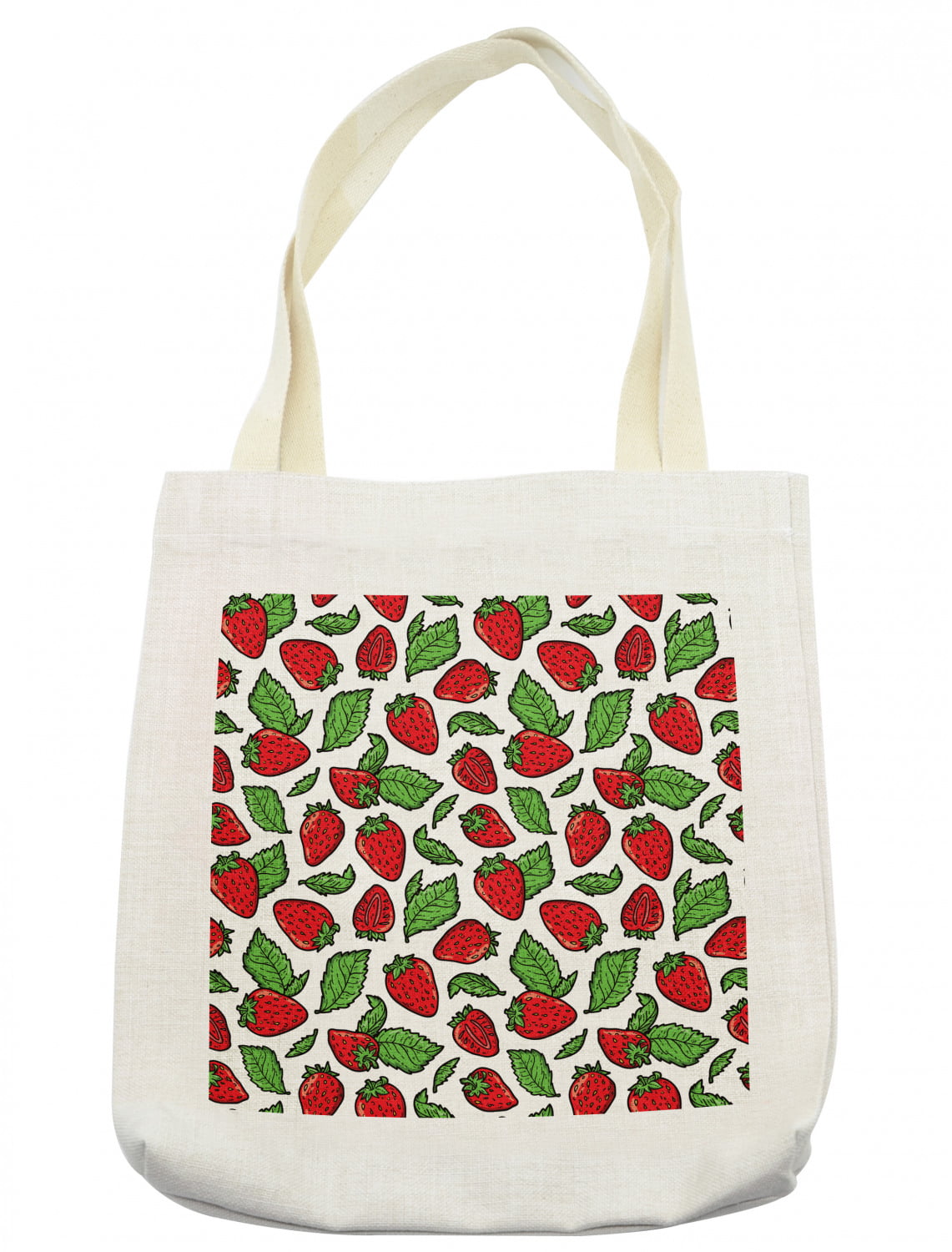 Fruit Tote Bag, Juicy Strawberries with Leaves Yummy Food Organic ...