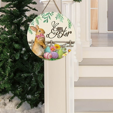 

Easter Car Bunny Wooden Door Hanging Wall Decoration Easter Holiday Decorative Door Signs Bunny Egg Door Party Patio Decorative Door Signs