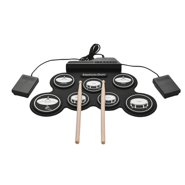 Compact Size USB RollUp Silicon Drum Set Digital Electronic Drum Kit 7 Drum Pads with
