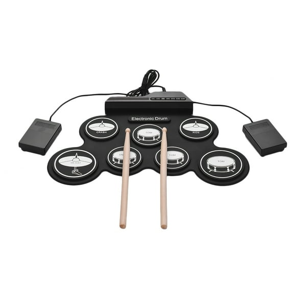 Aibecy Compact Size USB Roll-Up Silicon Drum Set Digital Electronic Kit 7 Pads with Drumsticks Foot Pedals for Beginners