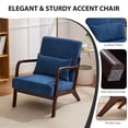 thumbnail image 3 of Mid Century Modern Accent Chair, Arm Chair Living Room Chairs with Lumbar Pillow Upholstered Lounge Reading Chair with Solid Wood Frame & Corduroy Fabrics for Living Room Bedroom (Sapphire Blue), 3 of 7