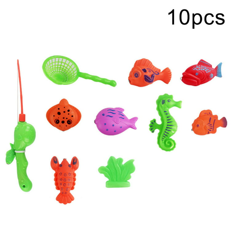 JOYIN Baby Bath Toy Set - Magnetic Fishing Toy with Fishing Rod, Mold-Free Soft Puffer & Clown Fish, Spinning Octopus and Starfish, Wind-up Shark