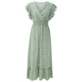 thumbnail image 4 of snowsong Maxi Dress,Easter Dress Women Maxi Dress For Women Ruffle Sleeve Beach Long Sundress Boho Summer Casual Floral Dress Floral Dress,Elegant Dresses,Work Dresses Green Dress XL, 4 of 9