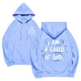 thumbnail image 3 of LEKDFST I Am A Child Of God Jesus Hoodies For Women Trendy Pullover Drawstring Letter Christian Sweatshirt Bible Verse Religious Tops With Pockets BU1 L, 3 of 7