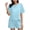 Light Blue, variant on POIUYTR Summer Two Piece Sets for Women Cotton Short Sleeve Tshirts Loose Wide Leg Shorts Casual Outfits Set