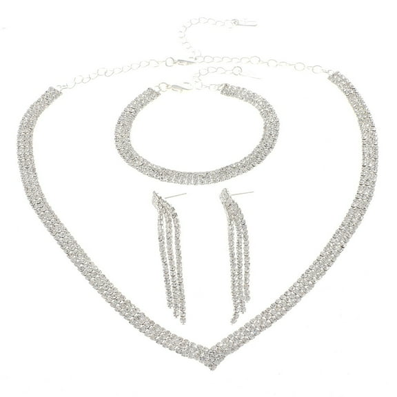 Rhinestone Necklace Bracelet Set