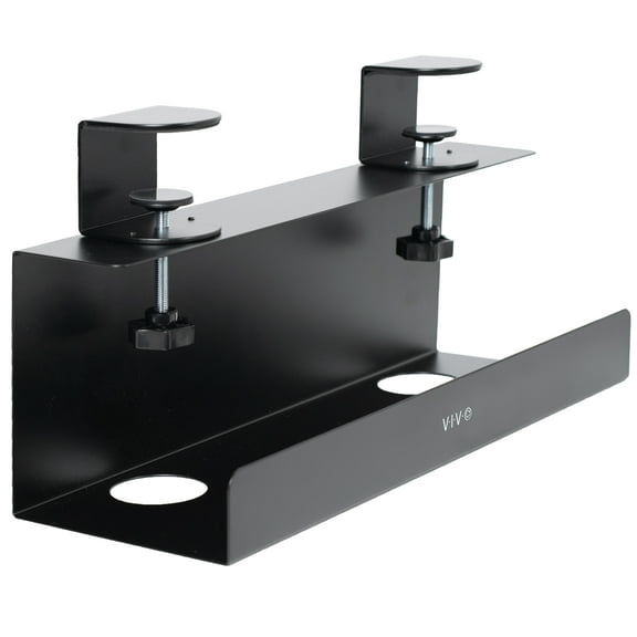 VIVO Black 17 inch Clamp-on Cable Management Power Strip Tray System for Desk