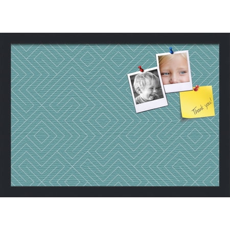 PinPix 19x13 Custom Cork Bulletin Board Maze Aqua Poster Board Has a Fabric Style Canvas Finish Framed in Maze Aqua by ArtToFrames (PinPix-1832)