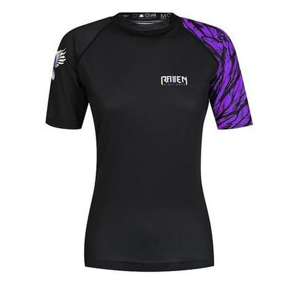 Raven Fightwear Women's Aerial Assault MMA BJJ Short Sleeve Rash Guard Black/Purple