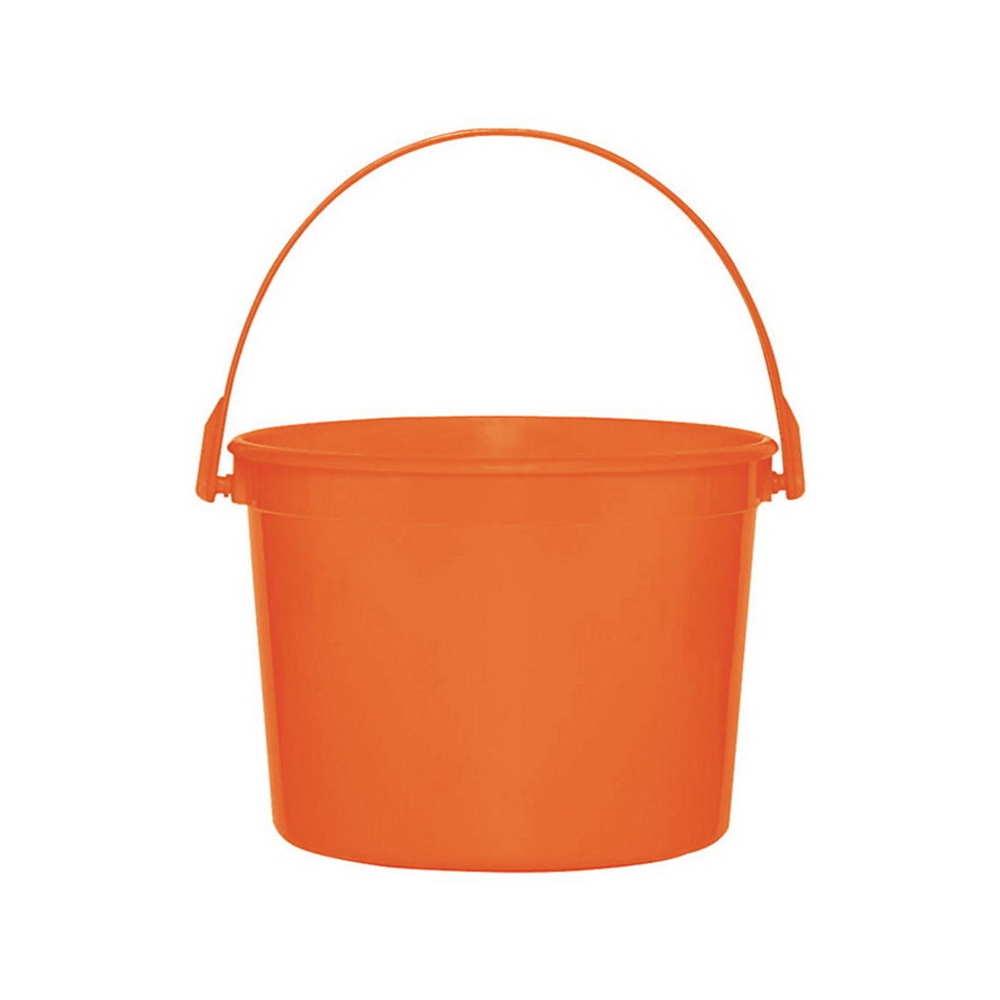 PLASTIC ORANGE BUCKET WITH HANDLE