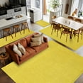 thumbnail image 5 of Yellow 2.7x5 Area Rugs, Farmhouse Burlap Solid Yellow Color Modern Linen Texture Non-Skid Rubber Backing Large Rectangle Rugs - Living Room Bedroom Home Office, Indoor Floor Mat Carpets Washable Rug, 5 of 9
