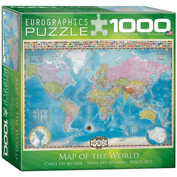 eurographics small box map of the world with flags puzzle (1000 piece