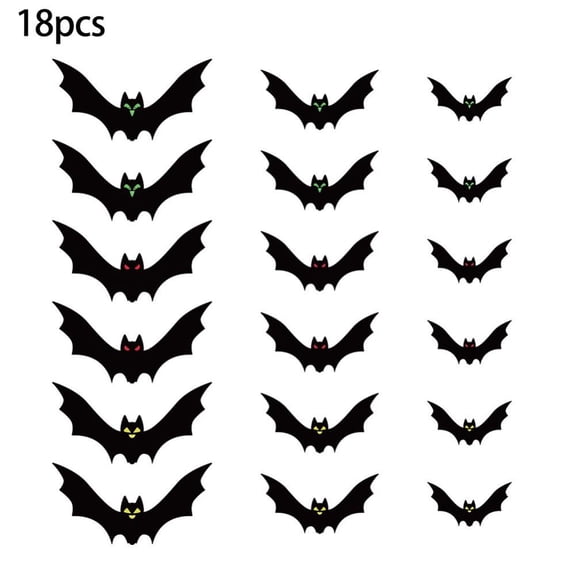 Halloween Bat Decorations, 18PCS Hanging Bat Wall Decor Set for Halloween Party, Window, Ceiling & Haunted House