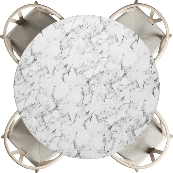 Round Table Cover, Round Fitted Tablecloth with Elastic Edge Picnic Table Cloth for Patio Dining Camping Outdoor Fits 40"-44", Light Gray