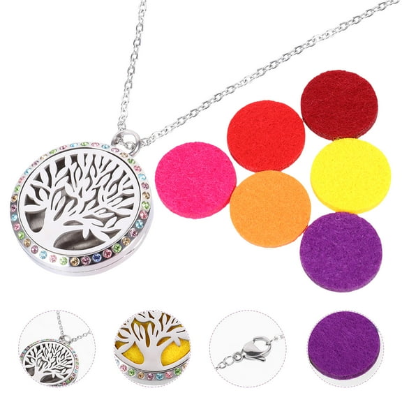 Soimiss 1Set Aromatherapy Diffuser Necklace Pendant with Easy Replaceable Felt Pad