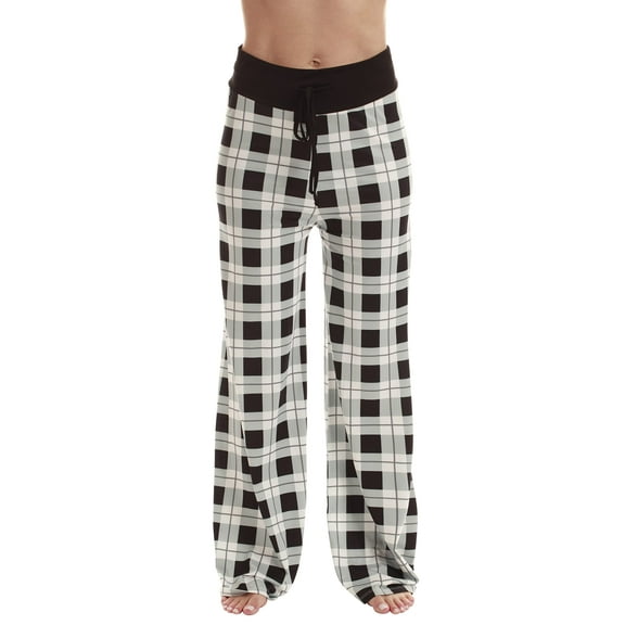 Just Love Women Buffalo Plaid Pajama Pants Sleepwear (Black White Plaid, X-Small)