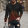 thumbnail image 2 of Penkiiy 3D Graphic Flame Print Shirts for Mens Casual Long Sleeve Tee Shirts Top L Red, 2 of 5