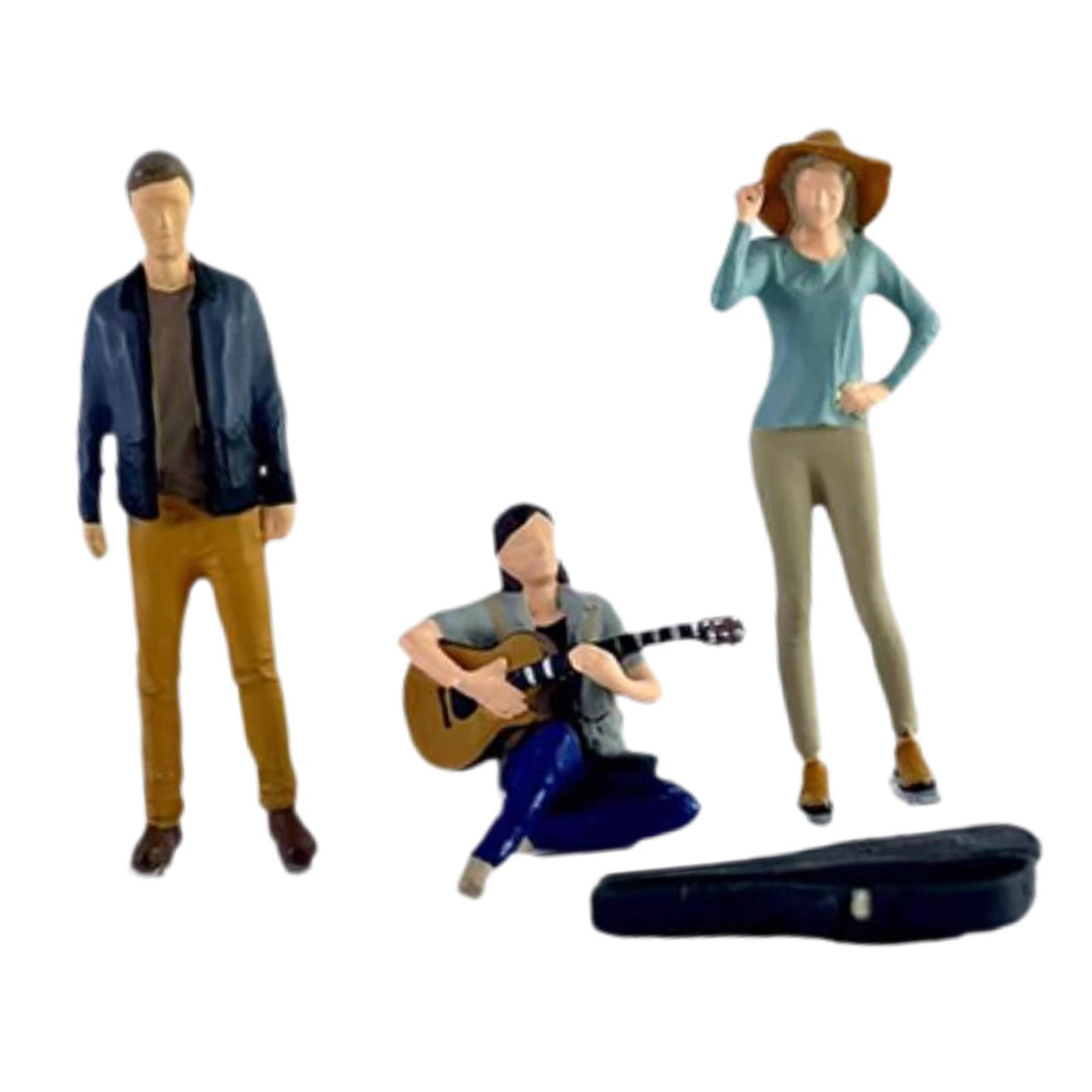 LeeQinersw 3 Pieces 1/64 People Figures Collectibles DIY Crafts Miniature Diorama Guitarist Blue