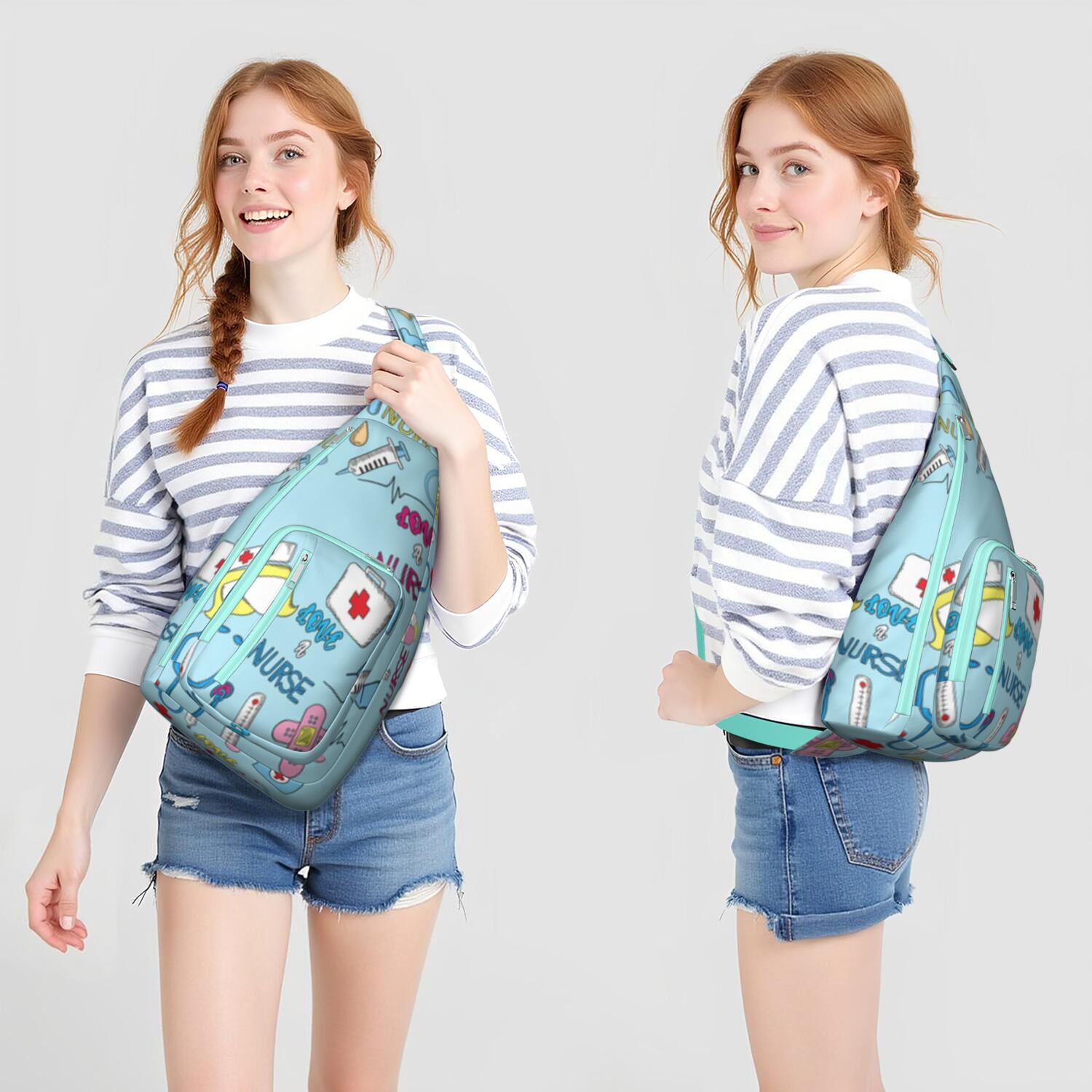 Funny Nurse Life Crossbody Sling Bag - Cute Nurse Aesthetic Waterproof Chest Pack, Lightweight Medical-Themed Shoulder Bag for Nursing Students & Healthcare Heroes (Saving Lives Every Day Design)