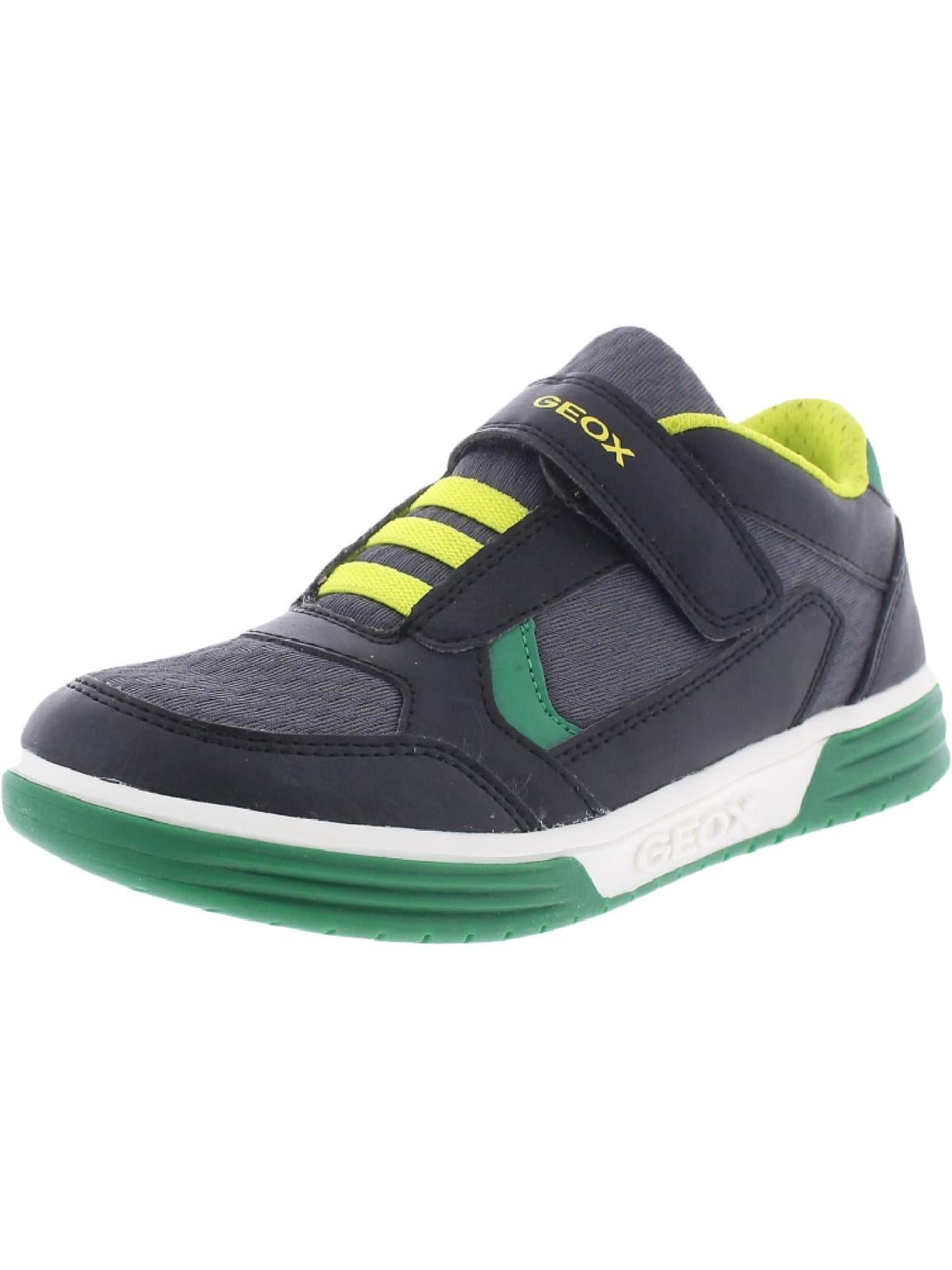 Geox Respira Boys Argonat Faux Leather Casual and Fashion Sneakers Black