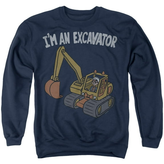Blippi I'm an Excavator Unisex Adult Crewneck Sweatshirt, Navy, 4X-Large
