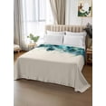 thumbnail image 2 of Teal Feather Flat Sheet Only Twin Size, Soft Breathable Bed Top Sheets for Mattress, Farmhouse Feather Art Teal Ombre Luxury Bedding Flat Sheets for Home Hotel Bedroom Bed Protection, 2 of 9