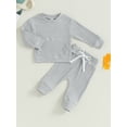 thumbnail image 2 of Infant Baby Boys Pants Set, Long Sleeve Crew Neck Sweatshirt with Elastic Waist Sweatpants, 2 of 8