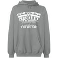 thumbnail image 2 of OXI Hoodie Sweatshirt - Don't Confuse My Personality, Basic Casual Hoodie for Men's and Women Fleece Hoodie Long Sleeve - Sport Grey Large, 2 of 3