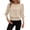 Beige, variant on Women's Summer Elegant Round Neck Puff Sleeve Blouse Smocked Waist Textured Casual Solid T Shirts for Work Daily Wear Light Blue