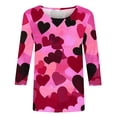 thumbnail image 4 of Tops for Women Trendy Viikei Womens Sweatshirts Pullover,Plus Size Blouse for Women,Fashion Woman Casual Round Neck Printing Blouse 3/4 Sleeve T-Shirt Summer Tops Pink XXL, 4 of 5