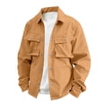 thumbnail image 3 of DPTALR Men's Fashion Solid Color Long Sleeve Lapel Multi-Pocket Casual Workwear Jacket,Khaki, XXXL, 3 of 6