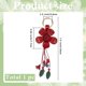 thumbnail image 2 of Llavero de cuero genuino con diseño de hoja y flor, estilo bohemio, con borlas de aleación y diseño floral rojo, estilo ladrillo refractario, colgantes estéticos, accesorios para llaveros., 2 of 9