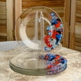 thumbnail image 3 of STP GOODS Bullfinches Glass Appetizer Plate Set of 6 Pcs 7.5" (19 cm) Service for 6 Dessert Plates, Christmas Dinnerware, Clear Red Blue, 3 of 11