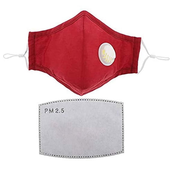 ASA TECHMED Reusable Dual Air Breathing Valve Face Mask Cover with Activated Carbon Filter (Red with Valve)