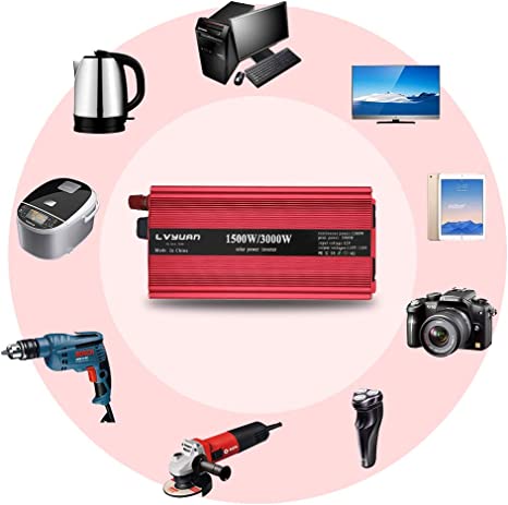 Yinleader 1500 Watts Power Inverter Dual AC Outlets and Dual USB DC 12V to 110V AC Converter with Digital Display