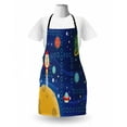 thumbnail image 3 of Cartoon Activity Apron, Colorful Space Activity Board Interplanetary Travel Racing in Cosmos, Unisex Kitchen Bib with Adjustable Neck for Cooking Gardening, Adult Size, Multicolor, by Ambesonne, 3 of 4